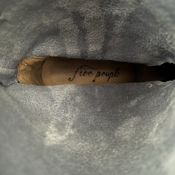 Free People Dakota Suede Slouch Block Heel Blue Gray Sz 9 US 39 EU MSRP $188 - Picture 15 of 16